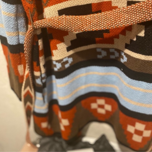 Vintage A na long Aztec colorful open knit cardigan sweater - Picture 5 of 6